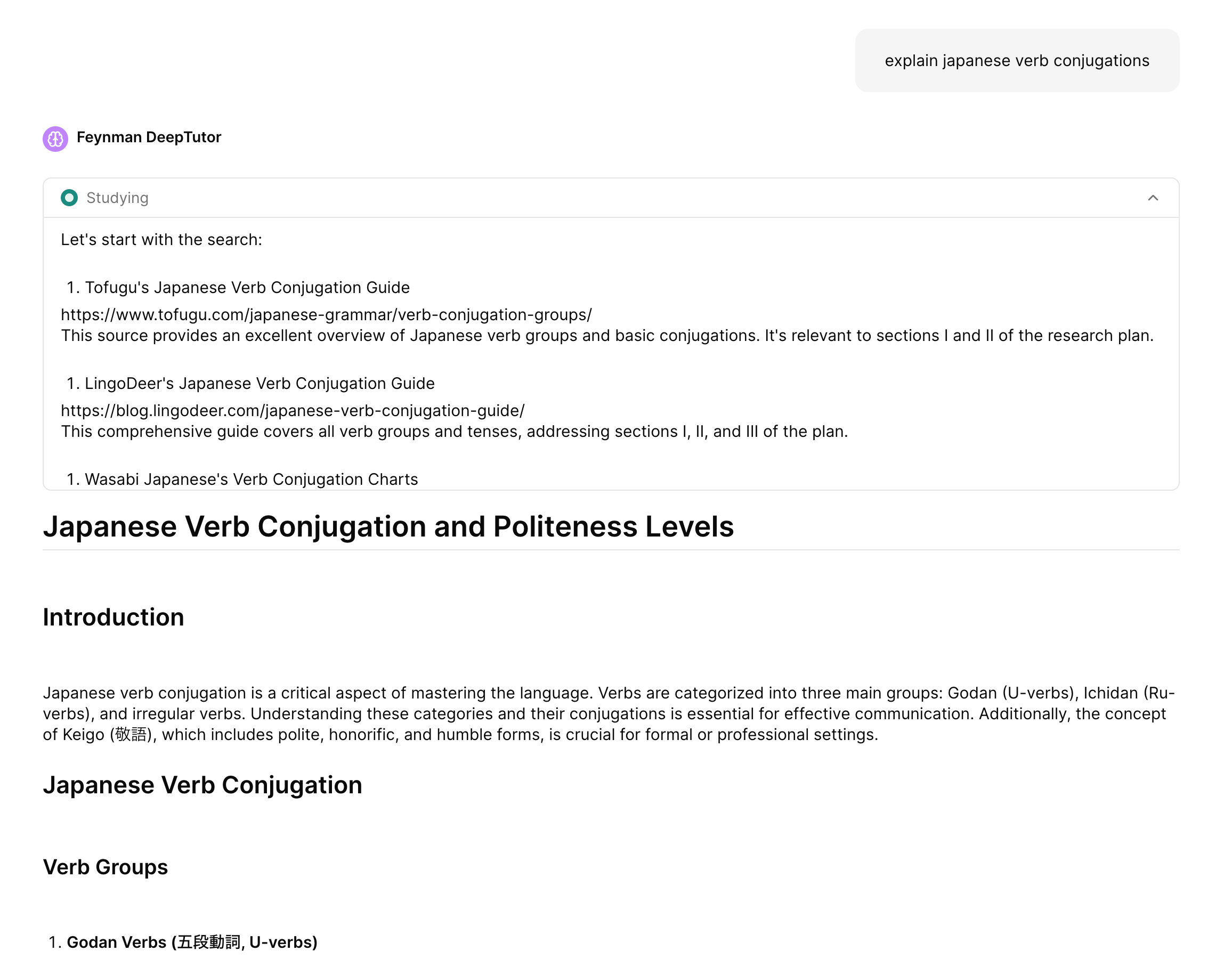 DeepTutor Response